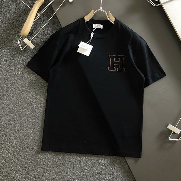 希少エルメス 本物 半袖 Tシャツ H刺繍 コットン eri25864