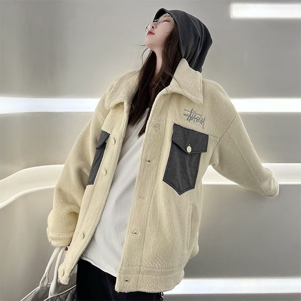 ステューシー 本物 SHERPA ロゴ もこもこシェルパジャケット suf75215