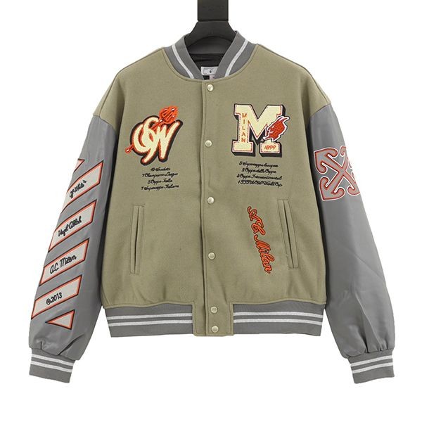 ☆超人気☆オフホワイト 本物 メンズ グレー X Ac Milan ボンバージャケット oft02219