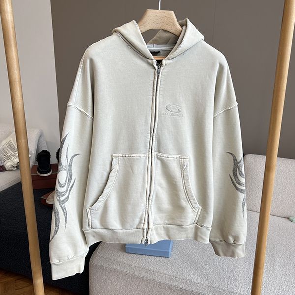 【24AW】バレンシアガ Y2K ロゴ コットン フーディ ジップ 本物 bay09806