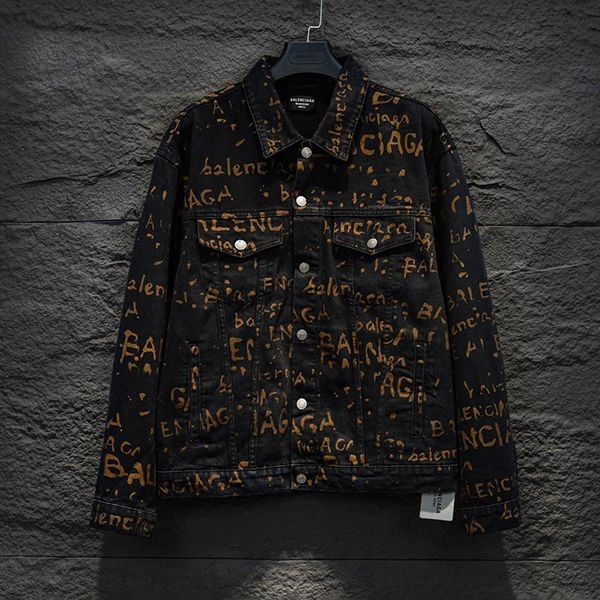 超希少！24FW バレンシアガ All-Overロゴ 本物 デニムジャケット bax05565