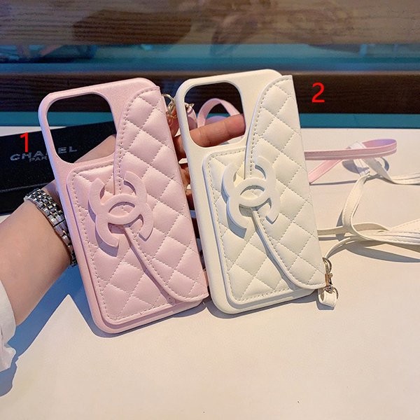 シャネル iPhone13/14 ProMAX 本物 チェーン付きクラシックケース shv22759