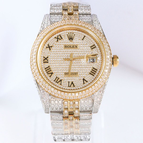 【日本未発売】ロレックス 時計 本物 デイトジャスト 41MM エナメル ダイヤモンドベゼル 18K rof46622
