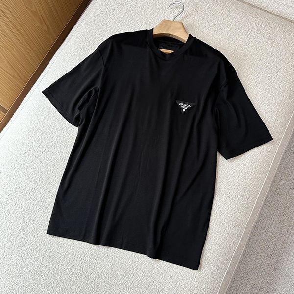 高品質【かわいい新作】プラダ ロゴ Tシャツ 本物 ブラック pun13888