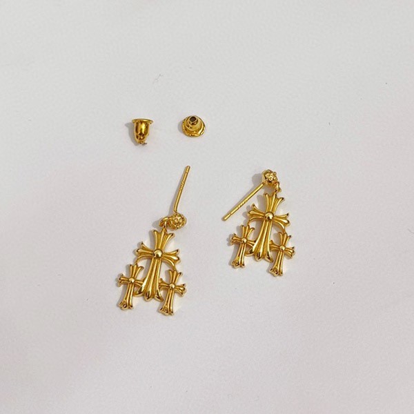 一目惚れクロムハーツ 22K 3CHクロス ドロップ イヤリング ピアス 本物 Kuc23378