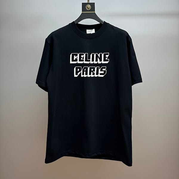 確保済みセリーヌ 本物 レギュラー コッンジャージー Tシャツ ブラック Cej26062