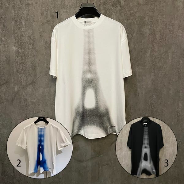 人気No1ディオール Eiffel Tower コットン リネン ジャージー Tシャツ 本物 3色 def48513