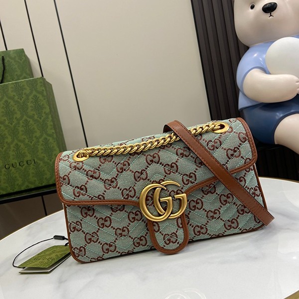 グッチ GGスーパーミニショルダーバッグ 本物 Pale Blue Brown 783141