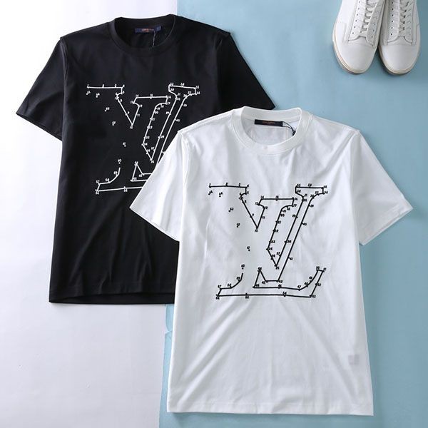 争奪戦ルイヴィトン 本物 LVステッチプリント&刺しゅうTシャツ 2色 vuz90956