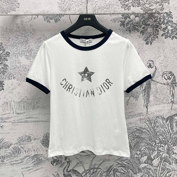 【ディオール】ディオリビエラ Tシャツ 本物 コットンジャージー （ホワイト） 443T27A