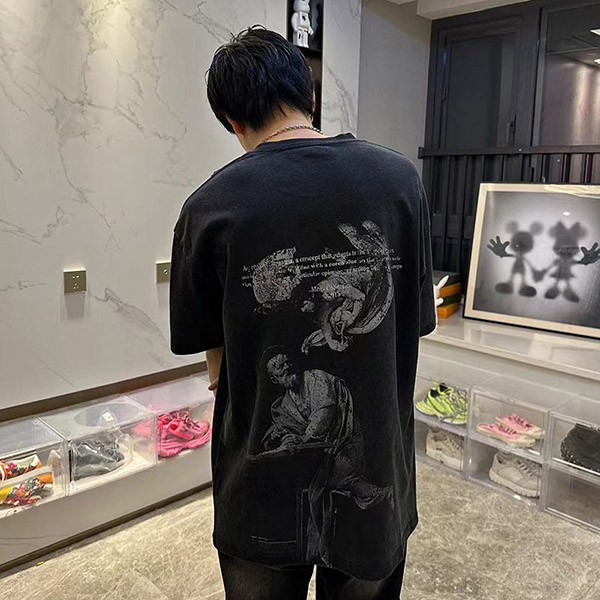 オフホワイト★2024SS★バックプリントTシャツ 本物 OMAA120C