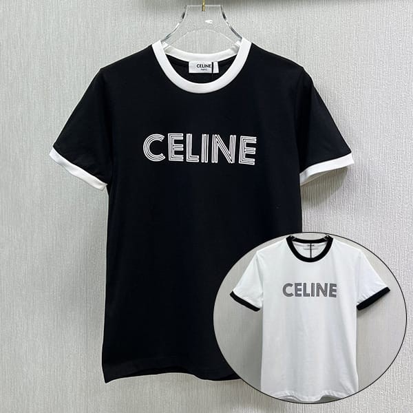 速達発送セリーヌ コットンジャージー ルーズ 半袖 Tシャツ 本物 2色 Ceh33559