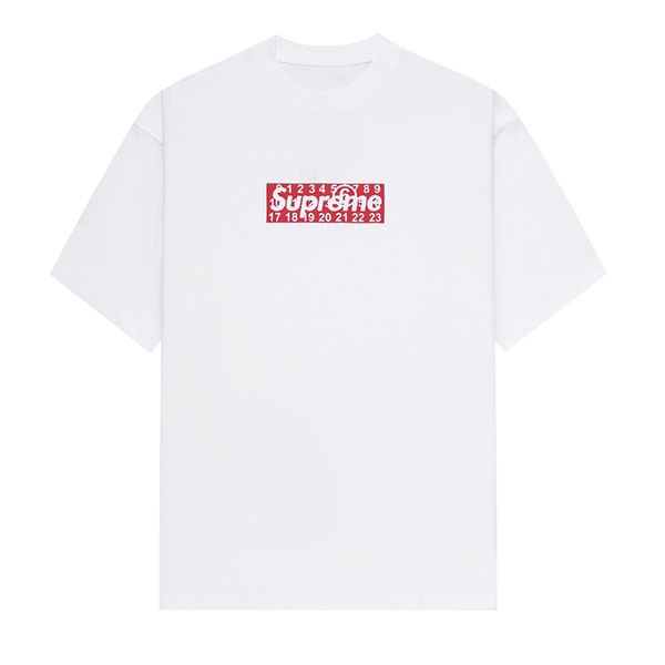 n級品 シュプリーム x mm6 本物 メゾン マルジェラ ボックス ロゴ tシャツ ホワイト shm75807