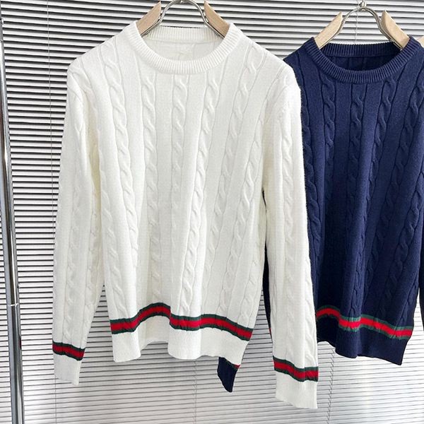 入手困難品！グッチ クルーネック セーター 本物★ホワイト&ブルー guk77953
