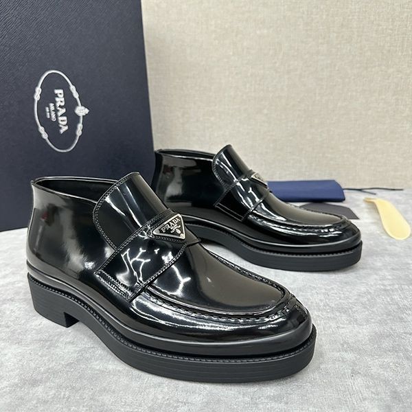 ★日本!!人気！プラダ レザーレースアップブーツ 本物 pui04152