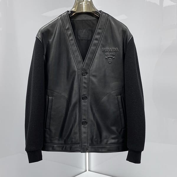 すぐ届プラダ 本物 Re-Nylon レザー ジャケット pul18249