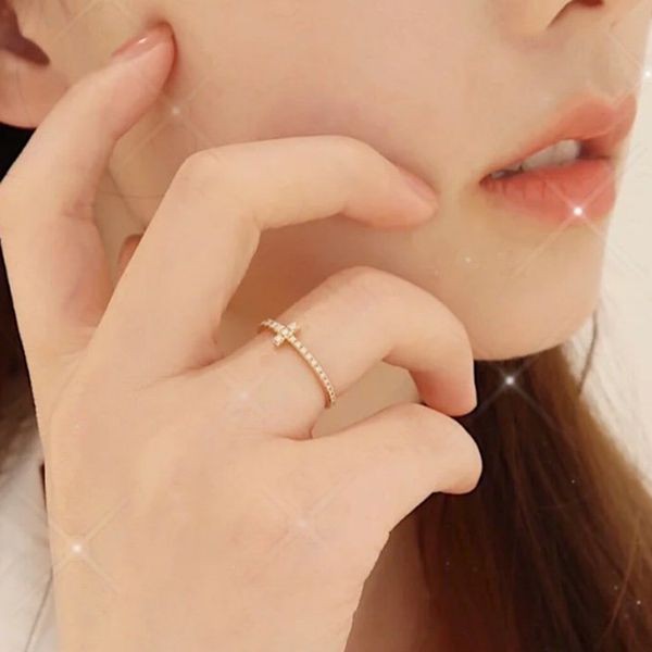 希少ティファニー 本物 Tワイヤー ゴールドダイヤモンドリング Tim09242