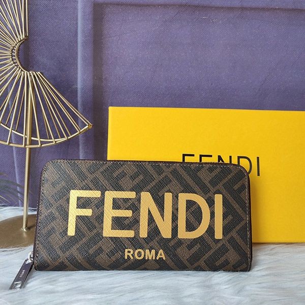 フェンディ コンチネンタル財布 本物 ブラウンファブリック 7M0342AJJ8F1HRH