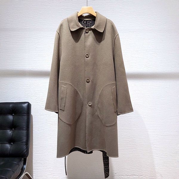 送料無料 フェンディ プリントウール／シルク コート 本物 fec79174