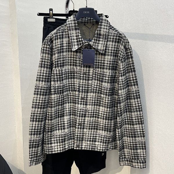 定番人気【ルイヴィトン】チェック デニム オーバー シャツ 本物 1ABY9G