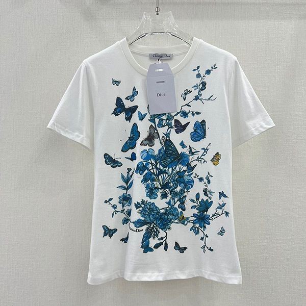 上品可愛さにキュン【ディオール】花柄＆蝶 ロゴ入り Tシャツ 本物X5810 dei84607