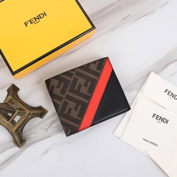 フェンディ 本物 FFファブリック 二つ折り財布 すぐお届け feq71122