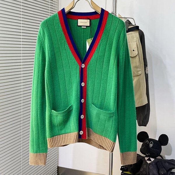 確保済み グッチ 本物 リブニットウールカーディガン guj97726
