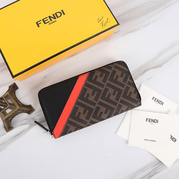 フェンディ FF ロゴ ウォレット 長財布 本物 ジップ レザー fer58109