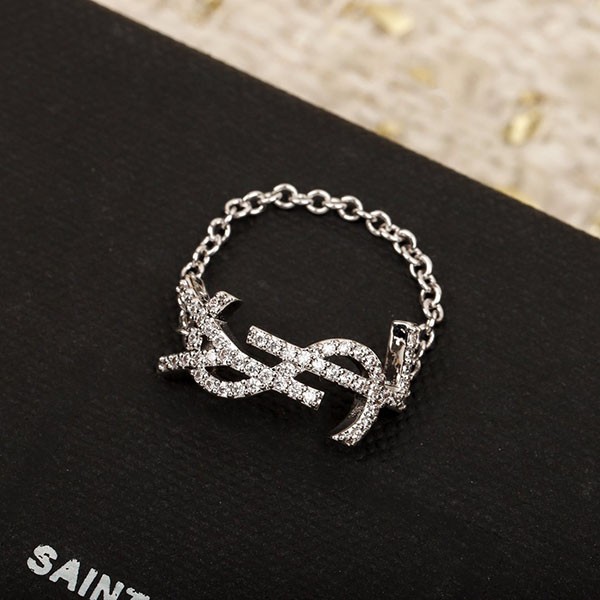 大人気 サンローラン 本物 カサンドラ チェーン リング 2色 18K 上品 Say27892