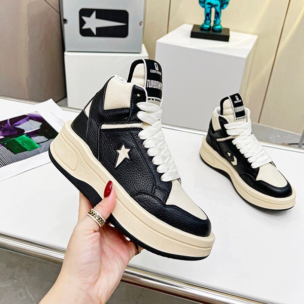 コンバース リックオウエンス 本物×TURBOWPN ミッド「ブラック/クラウド/クリーム A03945C