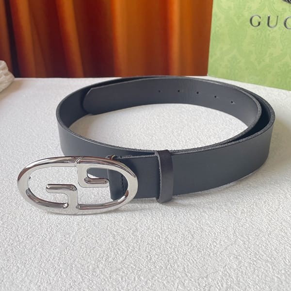 即発送グッチ 本物 GGバックル スムースレザーベルト 35mm gus68294