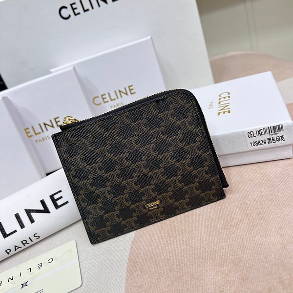 セリーヌ カードホルダー付き ジップパース 本物 10D882EIX38SI