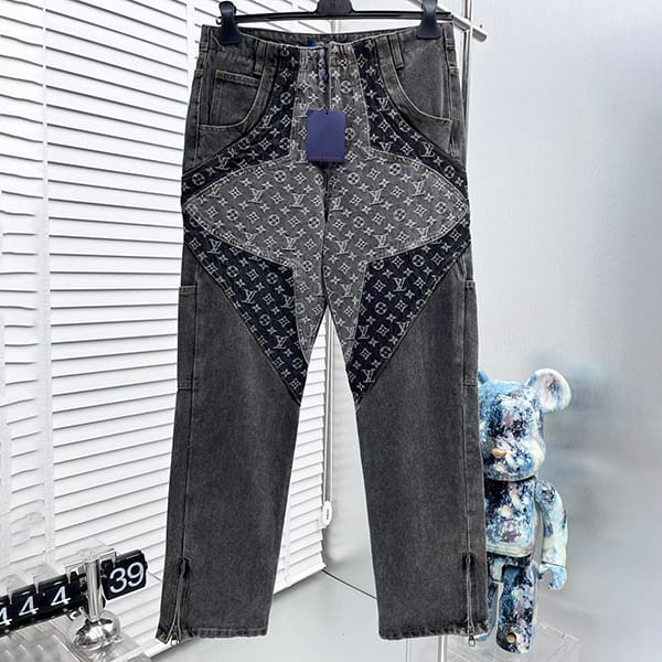 大人気!ルイヴィトン モノグラム フラワーデニム パンツ 本物 1ABYE8