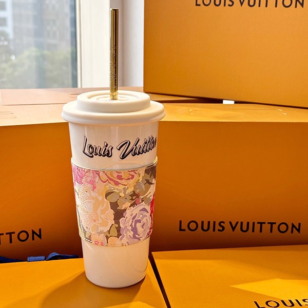 ★磁器製タンブラー★【ルイヴィトン 本物】カップ LV タペストリー GI0801