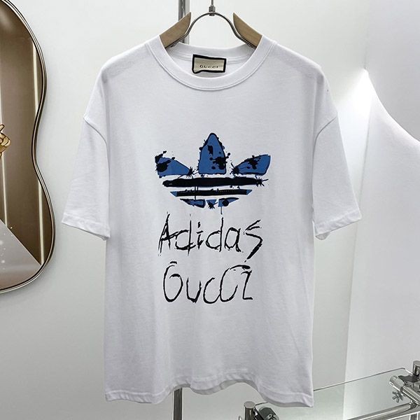 送料込 adidas x グッチ コットン Tシャツ 本物 gui13594