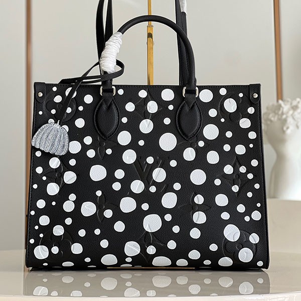 LV × YK オンザゴー MM 本物 ルイヴィトン × 草間彌生 M46389