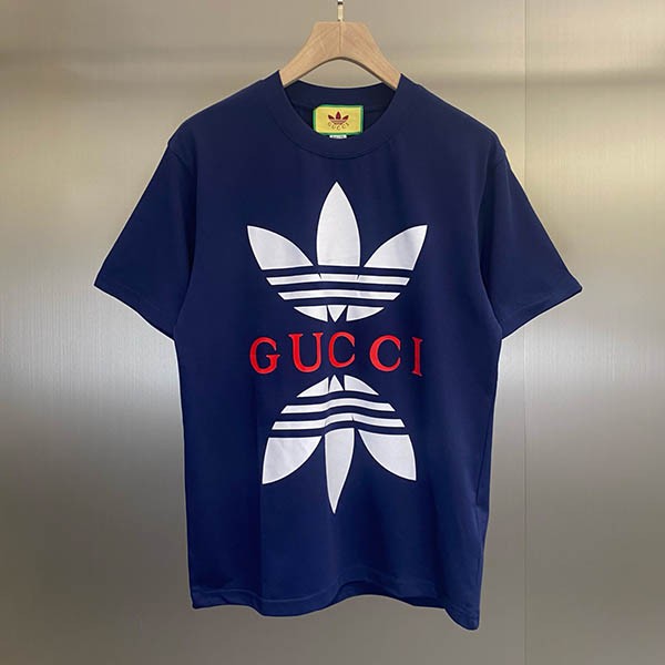アディダス x グッチ 本物 コットンジャージー Tシャツ 半袖 gun88889
