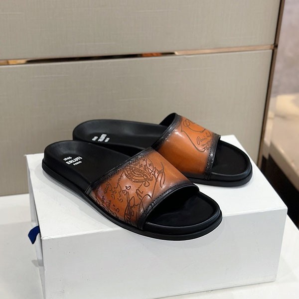 ベルルッティ エギオ サンダル 本物 Stamp Leather Sandal bec92529