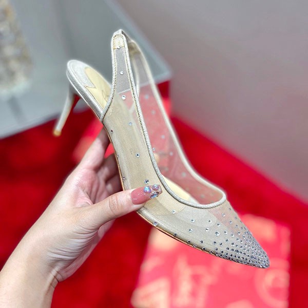 ルブタン 本物 Lace Up Kate 65mm レース パンプス Rug49013