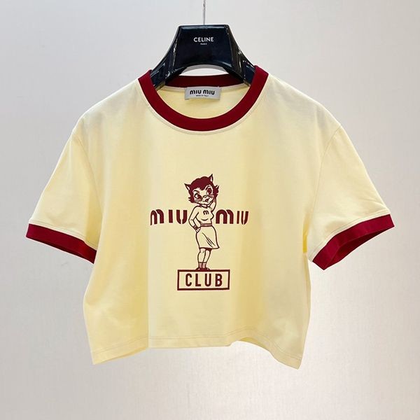 秋冬大セールミュウミュウ 本物 プリントコットン Tシャツ myn92061