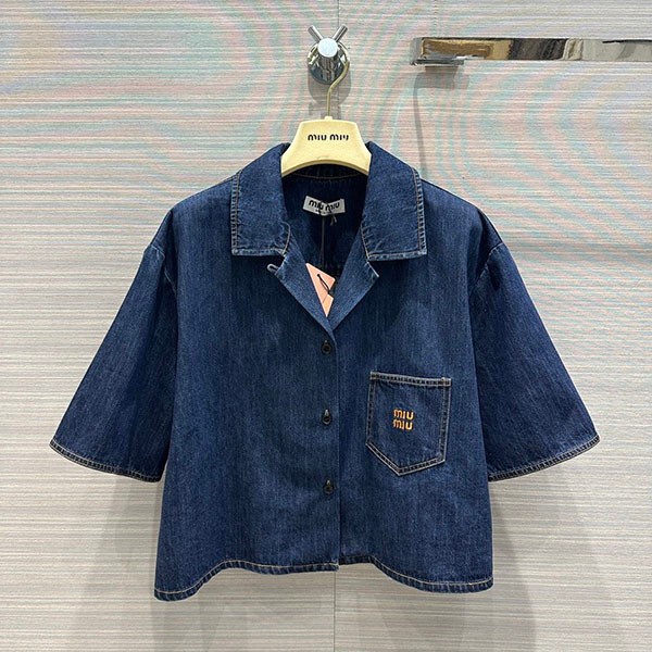 ミュウミュウ デニム半袖シャツ 本物 myd57076