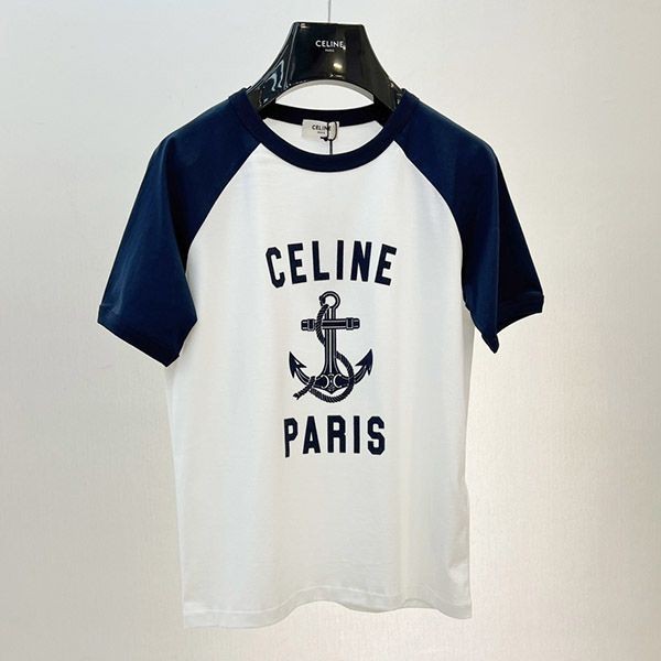 ★日本!!人気！セリーヌ 本物 アンカー 70S ストライプ Tシャツ Cet68193