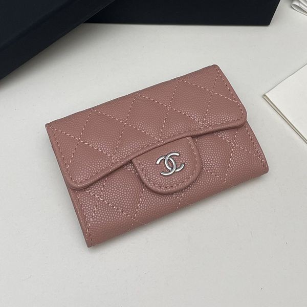 稀少シャネル ミニ財布 本物 キャビア ライトゴールド金具 shw24353