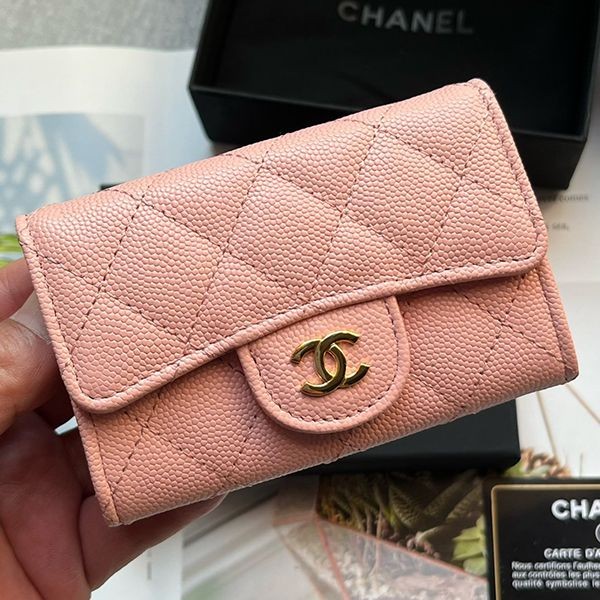 高品質シャネル ミニ財布 キャビア 本物 ライトゴールド金具 shn02147