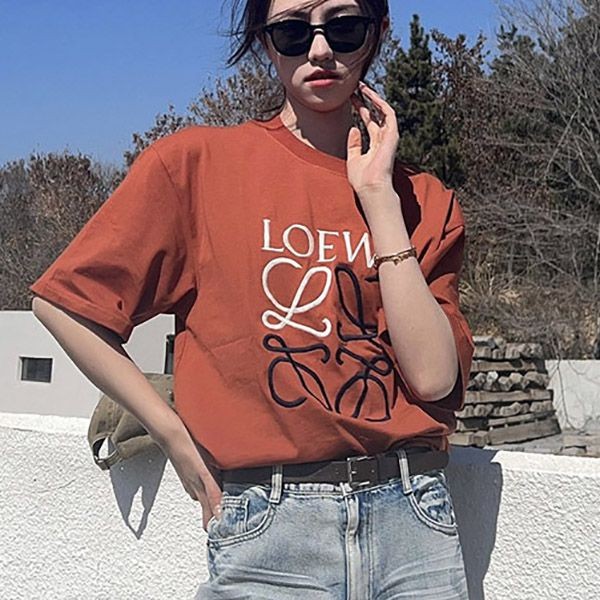 追跡付ロエベ プリント 本物 コットン ジャージ Tシャツ loa77315