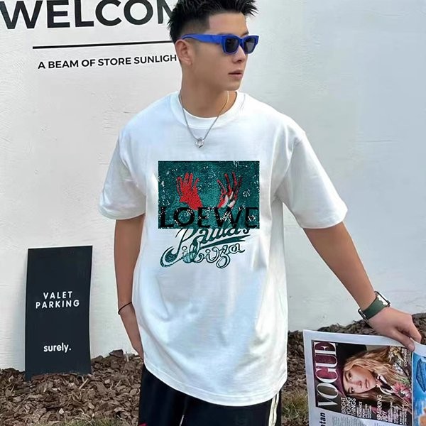 新作で超限定ロエベ Tシャツ 本物 半袖 コットン lof34837