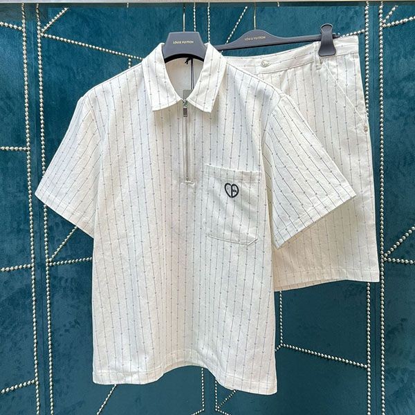 ディオールホワイトコットンデニム Tシャツ 本物上下セット dek11725