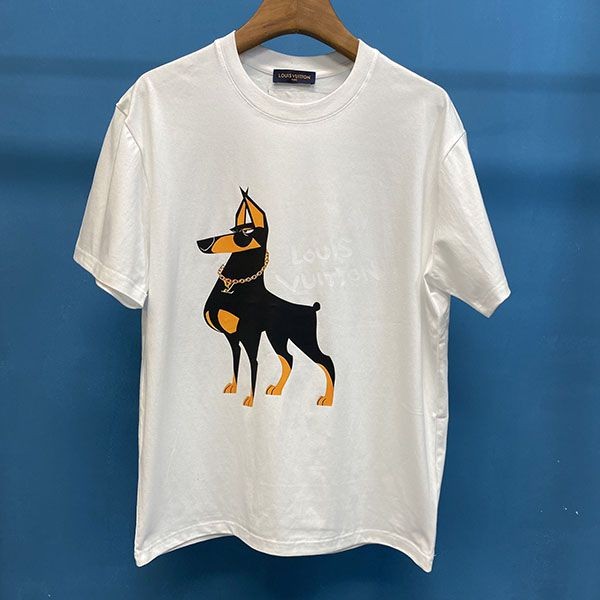 プレゼント最適 ルイヴィトン 半袖 本物 コットン ロゴ Tシャツ vuq17830