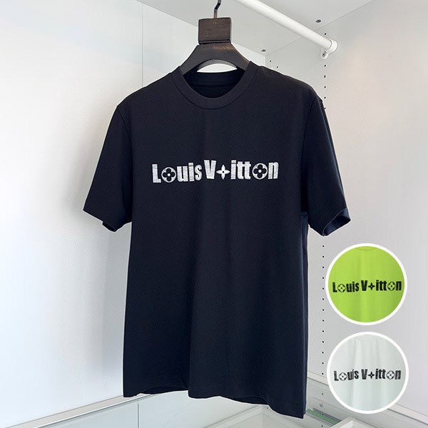 ルイヴィトン プリント 本物 Tシャツ 黒 vuh91848
