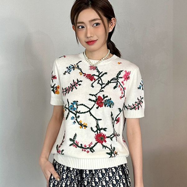 花柄が可愛いカシミヤ ディオール 花柄 セーター 本物 dej60062